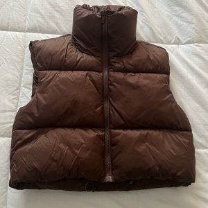 Brown Cropped Puffer Vest